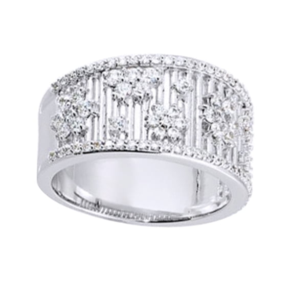 AFFY 0.9 Ct Round Shape White Diamond Anniversary Band Ring In 14K Solid White Gold