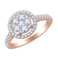 thumbnail image 1 of AFFY 0.9 Ct Round White Natural Diamond Circle Cluster Engagement Ring in 14k Rose Gold Ring Size - 8, 1 of 1