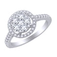 thumbnail image 1 of AFFY 0.9 Ct Round White Natural Diamond Circle Cluster Engagement Ring in 14k White Gold Ring Size - 12.5, 1 of 1