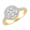 thumbnail image 1 of AFFY 0.9 Ct Round White Natural Diamond Circle Cluster Engagement Ring in 14k Yellow Gold Ring Size - 9, 1 of 1