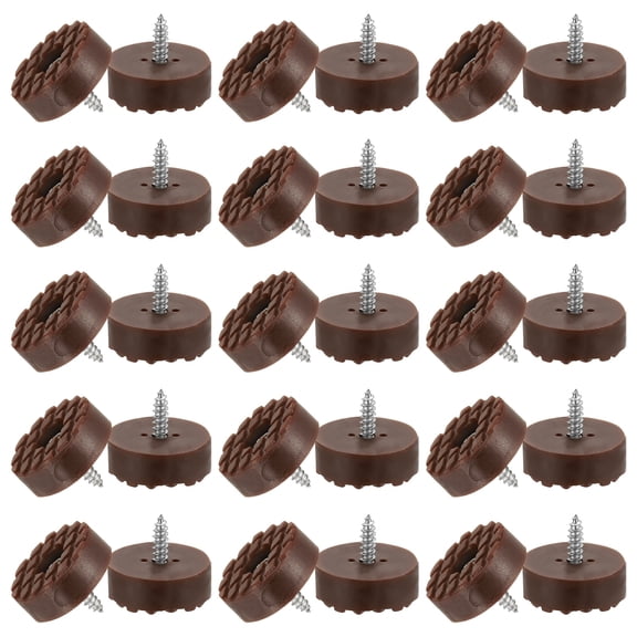 0.9 Inch Screw-On Rubber Feet for Furniture, 60 Pcs Non Slip Pads for Hardwood Floor, Brown