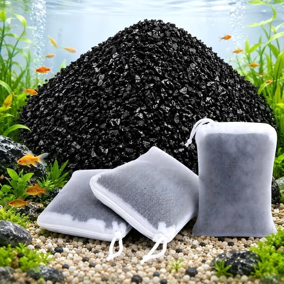 0.9 LB Activated Charcoal Pellets - Activated Carbon Aquarium Filter Media Charcoal Pellets for Fish Supplies Media Bags for Aquarium Coconut Shell Charcoal (410G, 3 Nylon Bags)