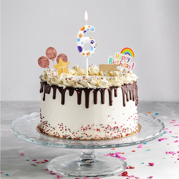 0-9 Number Birthday Candle Dog Paw Print - Round number design, suitable for anniversary, pet's birthday, wedding reunion party anniversary gifts