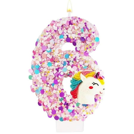 0-9 Number Birthday Candle,Happy Birthday Cake Candle， Unicorn Themed Party Supplies