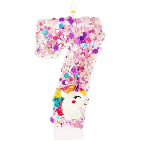 0-9 Number Birthday Candle,Happy Birthday Cake Candle， Unicorn Themed Party Supplies