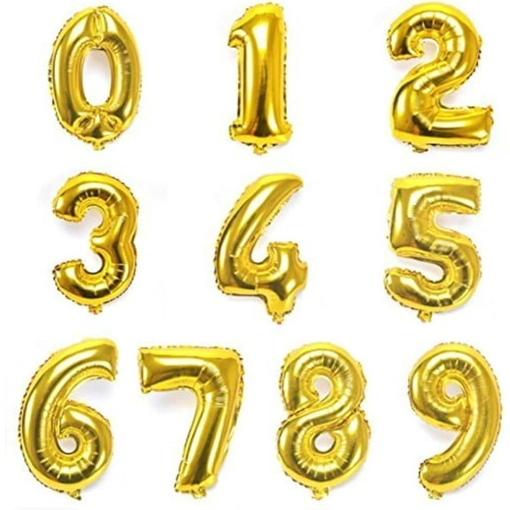 Decor Enterprises Number Foil Balloons Set (Golden), Foil
