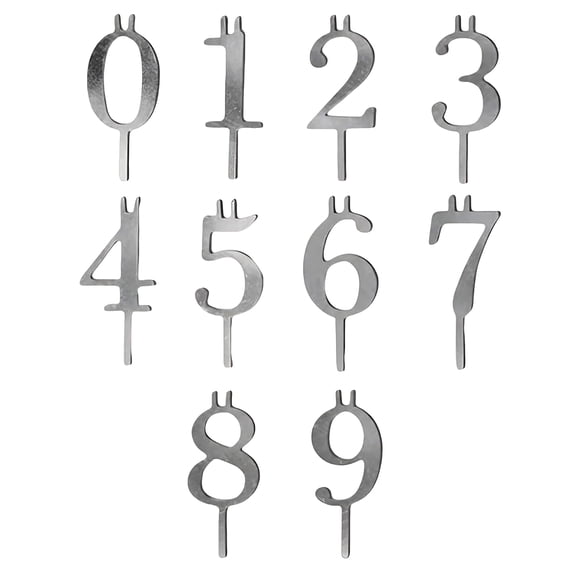 0-9 Number Set of 10 Candle Holder Set, Reusable Adjustable Metal Cake Topper for Birthday Party Decorations