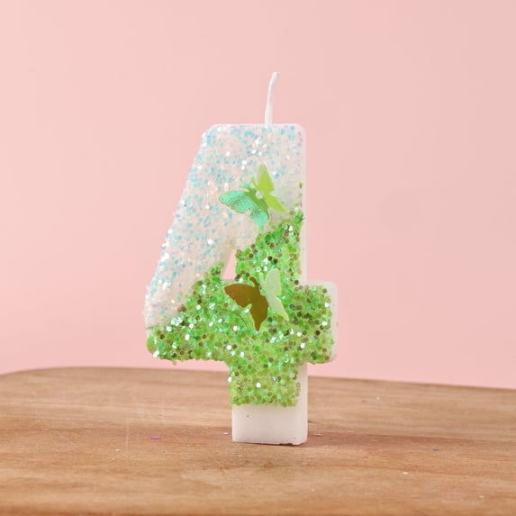 0-9 Plug-In Number Candles Green Forest Butterfly Flowers for Birthday ...