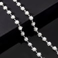 thumbnail image 1 of 0.9 Yards Rhinestone Pearl Flower Chain 0.4 inch Wide Trim Rhinestone Chain Trim Chain Pearl Trim Applique for Wedding Dress Sewing Crafts Bridal Costume Embellishment DIY Decor Silver 1pc, 1 of 7