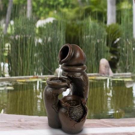 0.9 gal Modern Decorative Polyresin Clay Pot Electric 3-Tier Fountain