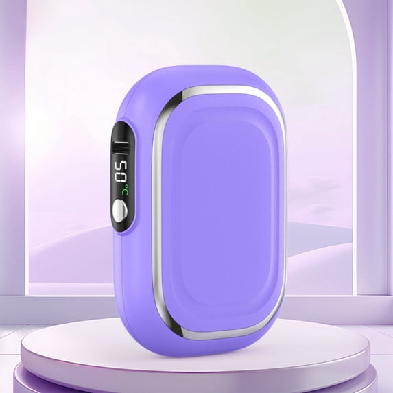 0.9 x 2.5 x 3.7in Aluminum Shell Hand Warmers for Winter Cold Protection, Warm Digital Display Hand Warmers, Lightweight and Durables, Gifts for Relatives and Friend(Purple)