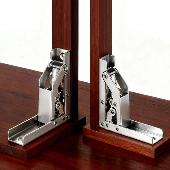 0-90-180 Folding Door/Shelf Hinge, 2 Pack Hidden Hinges for Cabinet Doors with Screws, Folding Brackets with Self-Locking Hinges for Furniture Leg, Cabinet, Table Holder