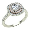 thumbnail image 1 of 0.90 CT TW Cushion Halo Diamond Engagement Ring Rose Gold Highlight 14K White Gold (G,I1), 1 of 5