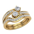 thumbnail image 1 of 0.90 CT Two-Stone Ring Accent Diamond Wedding Set 14K Gold (H,SI1), 1 of 4