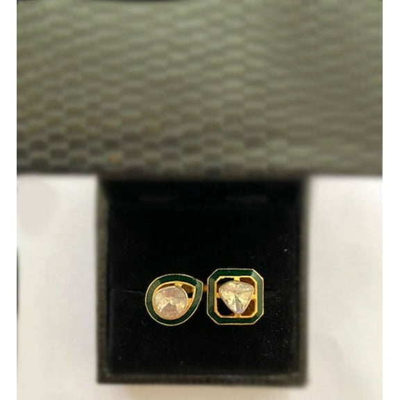 0.90 CTW Natural Polki Diamond ring 925 Sterling Silver Enamel ring Gold filled ring Genuine Ring Adjustable Anniversary Gift Ring