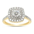 thumbnail image 1 of 0.90 Carat (Cttw) Centre 5MM Round Cut Lab Created Moissanite Diamond Halo Engagement Eternity Ring for Women In 14K Yellow Gold Over Sterling Silver (G-H Color, VVS1 Clarity)-4, 1 of 7