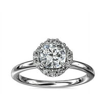 0.90 Carat Cushion Natural Diamond Beautiful Halo Engagement Rings Solid 14K White Gold Size 7