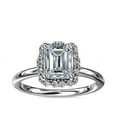 thumbnail image 1 of 0.90 Carat Excellent Emerald Cut Natural Diamond Halo Beautiful Ring for Women in Solid 14K White Gold Size 11.5, 1 of 8