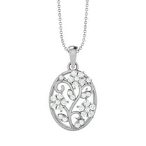 0.90 Carat Moissanite Diamond E Color VS1 Clarity Brilliant Cut 925 Silver Filigree Floral Round Teardrop Women's Necklace