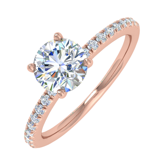 0.90 Carat Prong Set Solitaire Diamond Engagement Ring Band in 14K Rose Gold (Ring Size 6.25)