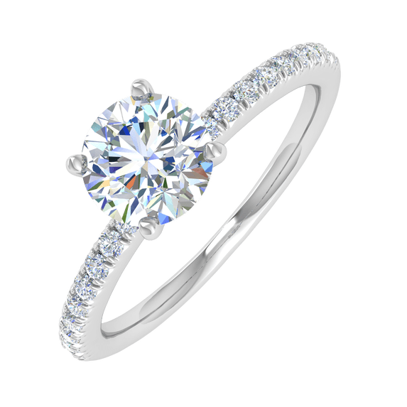 0.90 Carat Prong Set Solitaire Diamond Engagement Ring Band in 14K White Gold (Ring Size 9)
