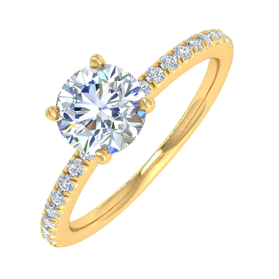 0.90 Carat Prong Set Solitaire Diamond Engagement Ring Band in 14K Yellow Gold (Ring Size 6)