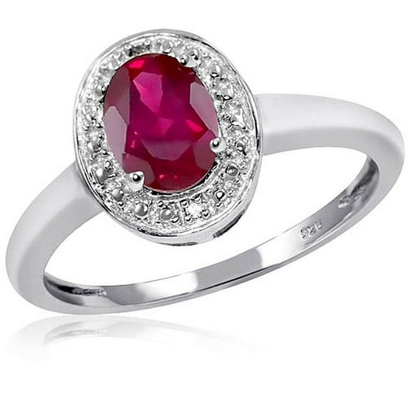 0.90 Carat T.G.W. Ruby Gemstone and White Diamond Accent Ring