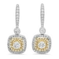 thumbnail image 1 of 0.90 Carat (ctw) 10K White & Yellow Gold Two Tone Round Yellow & White Diamond Ladies Halo Style Dangling Drop Earrings, 1 of 1