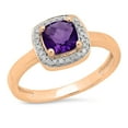 thumbnail image 1 of 0.90 Carat (ctw) 18K Rose Gold Cushion Cut Amethyst & Round White Diamond Ladies Bridal Engagement Ring, 1 of 1