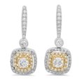 thumbnail image 1 of 0.90 Carat (ctw) 18K White & Yellow Gold Two Tone Round Yellow & White Diamond Ladies Halo Style Dangling Drop Earrings, 1 of 1