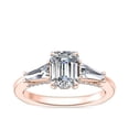 thumbnail image 1 of 0.90 Ct Brilliant Emerald Cut Natural Diamond Emerald Three Stone Engagement Ring for her Solid 14K Rose Gold Size 5.5, 1 of 8