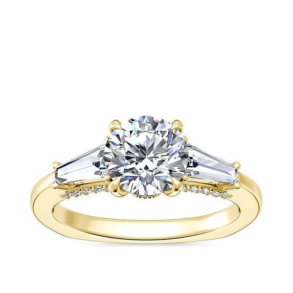 0.90 Ct Brilliant Round Cut Natural Diamond Round Three Stone Engagement Ring for her Solid 18K Yellow Gold Size 5.5