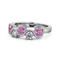 thumbnail image 1 of 0.90 Ct Round Cut Genuine Pink Sapphire Diamond Unique Engagement Eternity Band for her 14K White Gold Size 5, 1 of 7