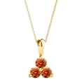 thumbnail image 1 of 0.90 Ct Three-Stone Round Prong-Set Orange Moissanite Pendant in 10K Gold for Women with 18" Silver Cable Chain, 1 of 6