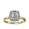 thumbnail image 1 of 0.90 T.C.W Brilliant Emerald Cut Natural Diamond Latest Design Halo with Accents Engagement Ring for Women Solid 18K Yellow Gold Size 3, 1 of 8