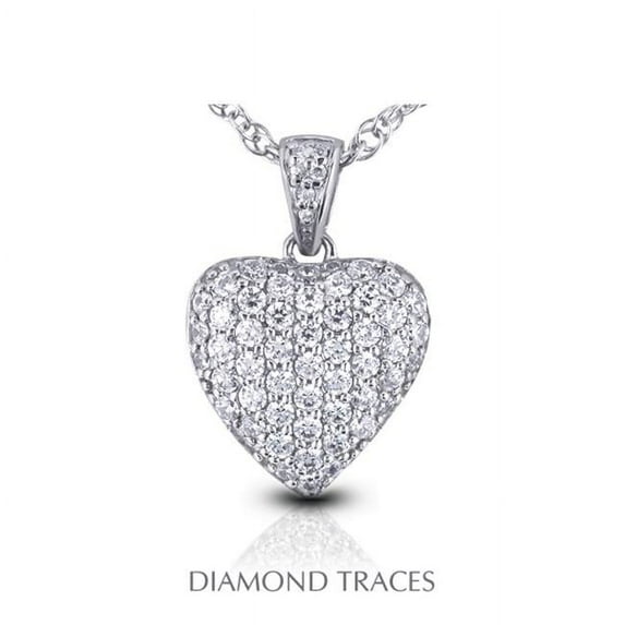 0.91 Carat Total Natural Diamonds 14K White Gold Pave Setting Heart Shape Fashion Pendant