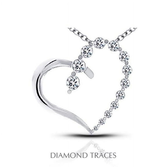 0.91 Carat Total Natural Diamonds 14K White Gold Prong Setting Heart Shape Fashion Pendant