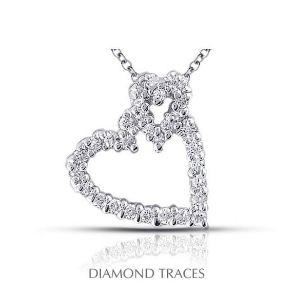0.91 Carat Total Natural Diamonds 14K White Gold Prong Setting Heart Shape Fashion Pendant