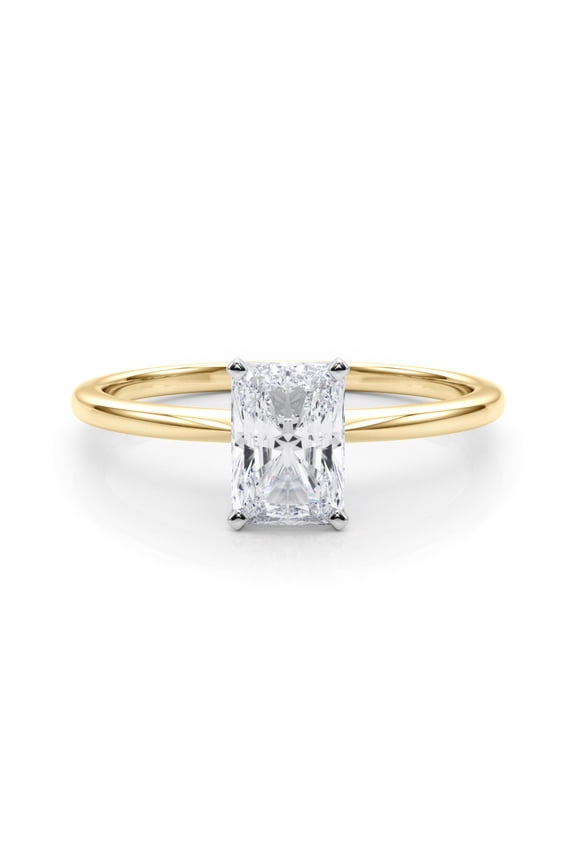 0.91 ct. Lab Grown Radiant Cut Diamond with a 14K Yellow Gold Solitaire Setting