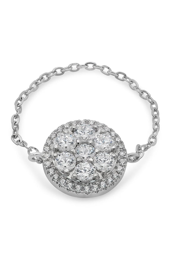 0.91 ct round cut clear simulated diamond 14k white gold anniversary engagement cluster ring size 9