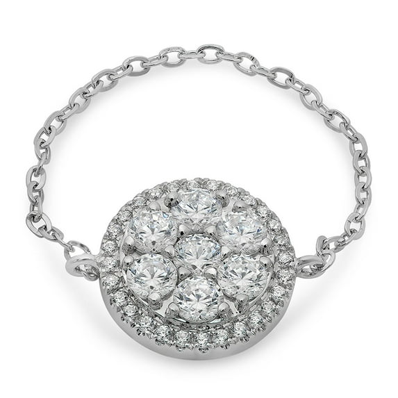 0.91 ct round cut clear simulated diamond 18k white gold anniversary engagement cluster ring size 3.75