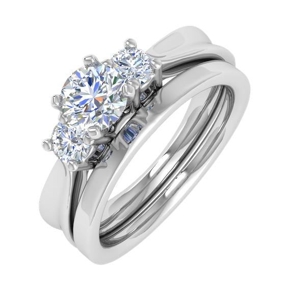 0.92 Carat Diamond Bridal Ring Band Set in 14K White Gold (Ring Size 6)