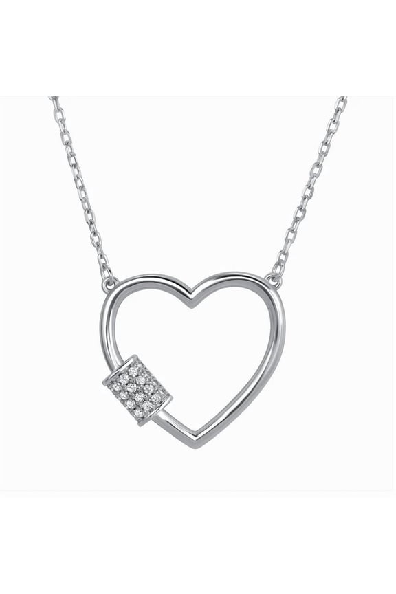 0.925 Sterling Silver Clear Cubic Zirconia Heart Pendant Necklace Hypoallergenic, Anti-Tarnish, Made in Italy Perfect