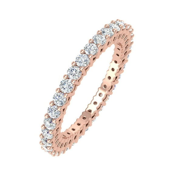 0.93 Carat Diamond Eternity Wedding Band in 14K Rose Gold - IGI Certified (Ring Size 5.5) (SI1-SI2 Clarity)