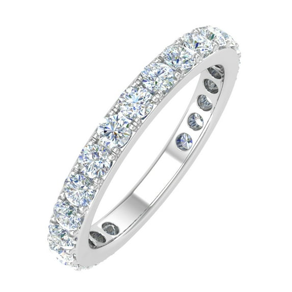 0.93 Carat Round Diamond Eternity Ring in 14K White Gold (Ring Size 4.5) (SI1-SI2 Clarity)