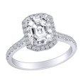 thumbnail image 1 of AFFY 0.95 Carat (Ctw) Radiant & Round Cut White Natural Diamond Cluster Engagement Ring In 10k Solid White Gold Ring Size-9, 1 of 1