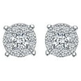 thumbnail image 1 of AFFY 0.95 Carat Round Shape White Natural Diamond Halo Stud Earrings 14k Solid White Gold, 1 of 1