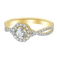 thumbnail image 1 of AFFY 0.95 Ct White Natural Diamond Cross Over Shank Ring in 14k Yellow Gold Ring Size - 5.5, 1 of 1