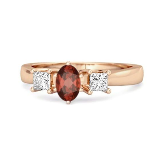 0.95 Ctw Garnet 925 Sterling Silver Rose Plated Three Stone Confession Women Valentines Day Gifts Ring