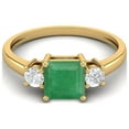 thumbnail image 1 of 0.95 Ctw Princess cut Square Emerald 925 Sterling Silver Gold Vermeil Trio Stone Dainty Women Valentines Day Gifts Ring, 1 of 4